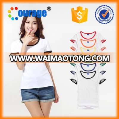 COURAGE Design Manufacture Custom Logo Blank Polo Women Contrast T-Shirt