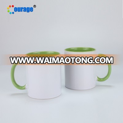 11oz colorful inside handle blank white sublimation ceramic mugs