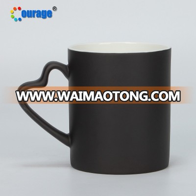 Courage AA quality sublimation color changing ceramic black matte magic mug