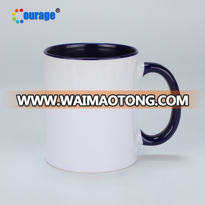 11oz Colorful handle and inside blank white sublimation mugs